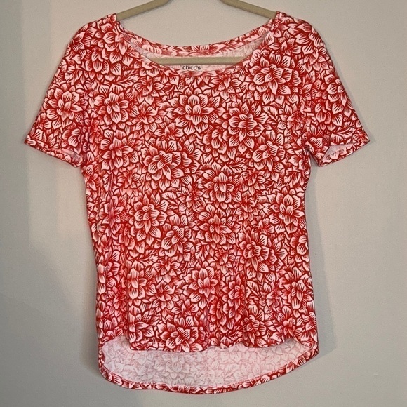 Chico’s Ultimate Pink Lotus Tee Size 1​ - Picture 1 of 4